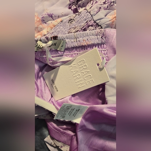 Grace Karin Purple Off-Shoulder Ruched Sundress #622 - Picture 2 of 10